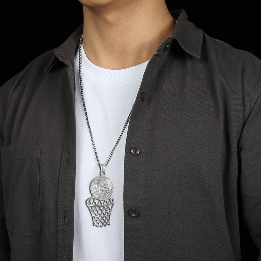 Basketball pendant adjustable collarbone chain